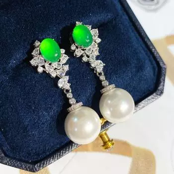 BELLA BOX искусственные натуральные бусины в виде ракушек, сравнимые с ледяным зеленым агатом, халцедоном, яичной лапшой и женскими серьгами 12mm естественный