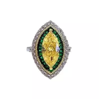 BELLA BOX Итальянское ремесло Капля воды Зеленый конский глаз двухцветный золотой циркон кольцо подходит для женщин повседневный праздничный наряд модные ювелирные изделия Adjustable Opening жёлтый