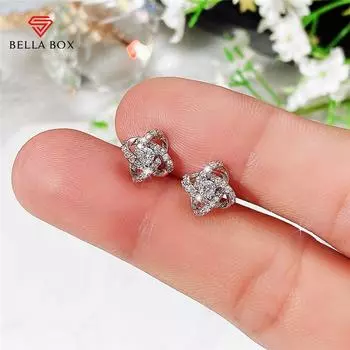 BELLA BOX Изящные маленькие серьги-гвоздики с ослепительным фианитом, сдержанные нежные аксессуары для ушей, новые модные украшения хорошего качества для женщин белый