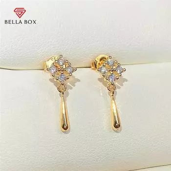 BELLA BOX Изысканные свадебные серьги с ослепительным фианитом, простые стильные женские серьги-подвески, эффектные ювелирные изделия белый