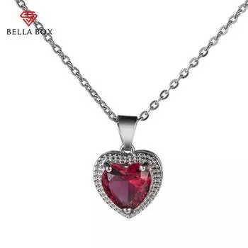Bella Box изысканный красный кубический цирконий кулон ожерелье свадебная церемония вечерние роскошные аксессуары для женщин необычные модные ювелирные изделия 45cm зелёный