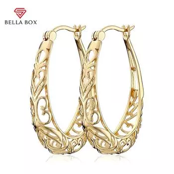BELLA BOX Элегантные полые серьги для женщин в этническом стиле золотого цвета Простые серьги-кольца Свадебные помолвочные украшения для вечеринок Новинки жёлтый
