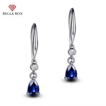 BELLA BOX Элегантные серьги с темперой и покрытием из платины, имитация сапфира, корейская версия, женские серьги из циркония, позолоченное серебро, украшения для ушей синий