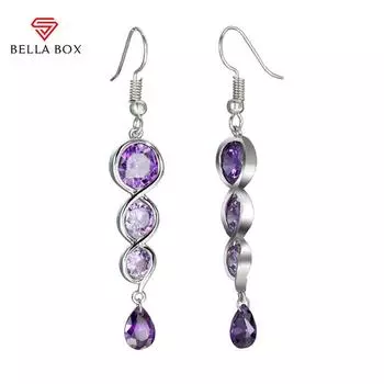Bella Box Эстетические свадебные серьги-капли для помолвки и вечеринки, разноцветные серьги с кубическим цирконом, изящные женские ювелирные изделия на юбилей фиолетовый
