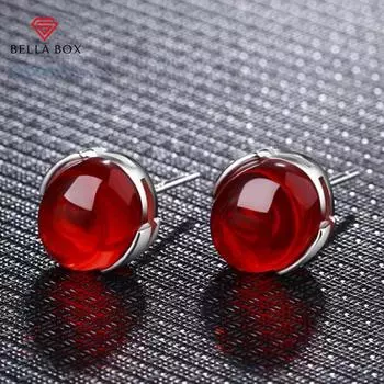 BELLA BOX Этнические серьги-гвоздики модные украшения для женщин красные зеленые серьги с драгоценными камнями вечерние свадебный подарок зелёный