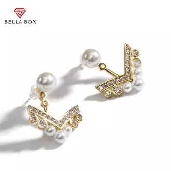 Bella Box классические элегантные висячие серьги с искусственным жемчугом для женщин, простой стильный дизайн, нежные аксессуары, модные украшения