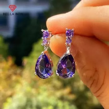 BELLA BOX классические большие капли воды с кубическим цирконием, женские свадебные серьги-капли, ювелирные изделия, элегантные вечерние серьги для девочек, вневременные серьги белый