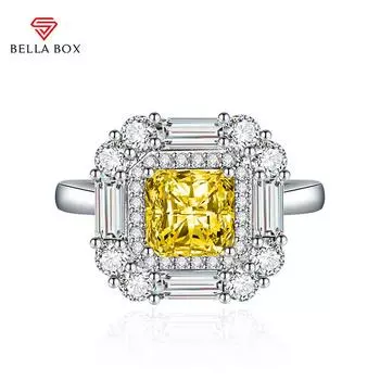 BELLA BOX классические квадратные кольца изменяемого размера для женщин с цирконом, ювелирные изделия для помолвки и вечеринки, подарок Adjustable Opening зелёный