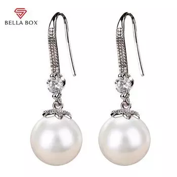 BELLA BOX, классические женские серьги с искусственным жемчугом, вневременной дизайн, нежные женские аксессуары, подарок на годовщину, серьги, ювелирные изделия белый