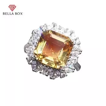 BELLA BOX Классическое регулируемое кольцо для очаровательной леди с цирконом 5А, подарок на свадьбу Resizable жёлтый