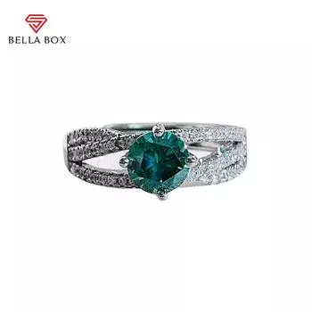 BELLA BOX классическое женское кольцо с цирконом круглой формы, ювелирные изделия, подарок на помолвку Resizable зелёный