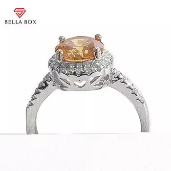 BELLA BOX Классическое женское открытое кольцо с цирконием, серебряное ювелирное изделие, подарок Resizable шампанского