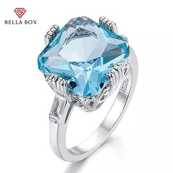 BELLA BOX Кольца высшего качества с морским синим мистическим морским синим цирконием для женщин, свадебные и помолвочные ювелирные изделия, подарок 6 синий