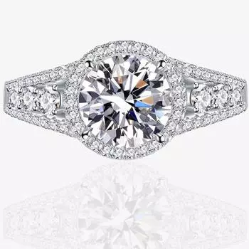 BELLA BOX Кольцо с имитацией круглого бриллианта 8 мм, полное бриллиантов, с цирконом 5А, кольцо из стерлингового серебра 925 пробы, обручальное кольцо 6 серебряный