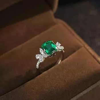 BELLA BOX Кольцо в стиле ретро с высоким содержанием углерода, красного корунда, зеленого, синего, с острым кристаллом и бабочкой, регулируемое, подходит для женской вечеринки, модные украшения Adjustable Opening зелёный