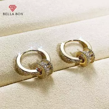 BELLA BOX корейские модные серьги-кольца для женщин, стильные аксессуары золотого цвета с блестящими цирконами, вечерние повседневные ювелирные изделия