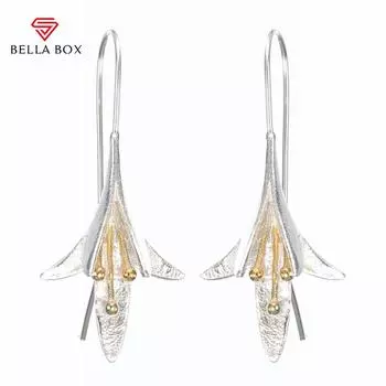 BELLA BOX креативные двухцветные женские серьги в форме цветка в стиле хип-хоп, подарок на годовщину любви, нежные висячие серьги для женщин