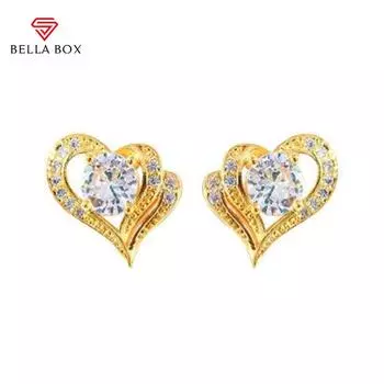 BELLA BOX креативные серьги-гвоздики в форме двойного сердца с белым фианитом AAA, романтические женские серьги «Любовь», элегантные женские украшения белый