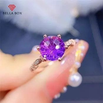 Bella Box круглые фиолетовые кольца темперамента для женщин, очаровательные ювелирные изделия на свадьбу и помолвку, ювелирные изделия с тонкой геометрией, новые модные Adjustable Opening фиолетовый/розового золота