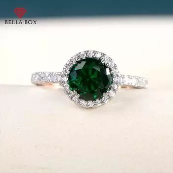 Bella Box Круглый Зеленый Цирконий Кольцо на Палец Для Женщин Блестящие Аксессуары Винтажное Кольцо Ретро Вечеринка Роскошные Ювелирные Изделия Подарок 6 зелёный