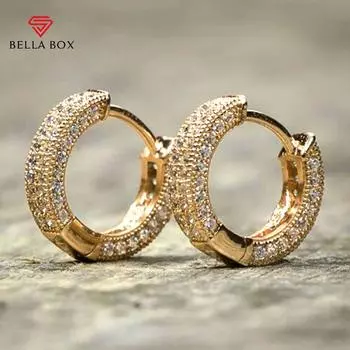 BELLA BOX крутые мужские серьги-кольца, 3 цвета в наличии, в стиле хип-хоп, рок, блестящие серьги с цирконами, эффектные ювелирные изделия для мужчин белый