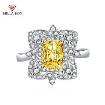 BELLA BOX квадратное отверстие изменяемого размера кольца для женщин циркон помолвка ювелирные украшения подарок Adjustable Opening зелёный