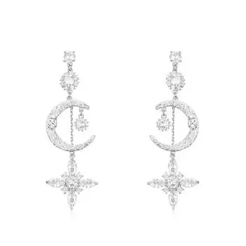 BELLA BOX легкие роскошные высококачественные серьги с бахромой в виде звезды, луны и четырехлистного клевера, подходящие для женщин, свадебных вечеринок, модные украшения a pair белый