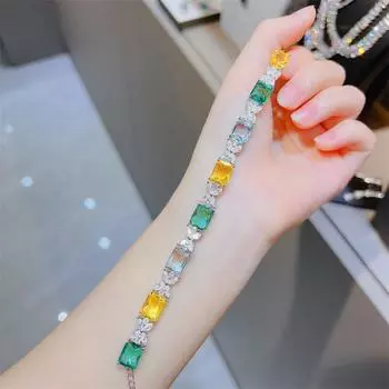 BELLA BOX Легкий роскошный браслет из аквамарина и желтого цвета Параиба с кубиками сахара для повседневной вечеринки и модных украшений 17+4cm