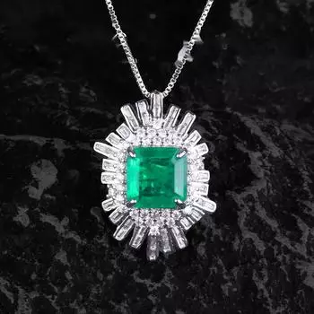 BELLA BOX Light Роскошный универсальный хлопковый изумрудный квадратный циркониевый кулон, подходящий для женской свадьбы, ювелирные изделия высокого класса зелёный