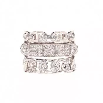 BELLA BOX Легкое роскошное белое циркониевое инкрустированное трехслойное кольцо, подходящее для женской повседневной вечеринки, модные украшения 6