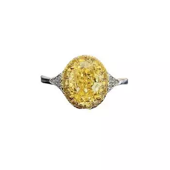 BELLA BOX Легкое роскошное модное простое кольцо в форме яйца с бриллиантом из высокоуглеродистой стали Niche Ins Wind All Matching Pink Diamond Женское кольцо Adjustable Opening жёлтый