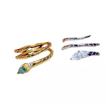 BELLA BOX легкое роскошное универсальное кольцо с каплей воды, обернутое маленькой змеей, муассанитом, подходит для повседневной вечеринки, модные ювелирные изделия Adjustable Opening белый