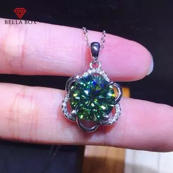 Bella Box Лидер продаж 3-каратное восьмикаратное сердце с восемью стрелами с покрытием Pt950 Сине-зеленый кулон Женское ожерелье для женщин Очарование для свадьбы и помолвки белый