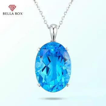 Bella Box Лидер продаж, классический кулон с аквамарином, темперамент, ожерелье для женщин, очаровательные ювелирные изделия для свадьбы и помолвки белый/синий