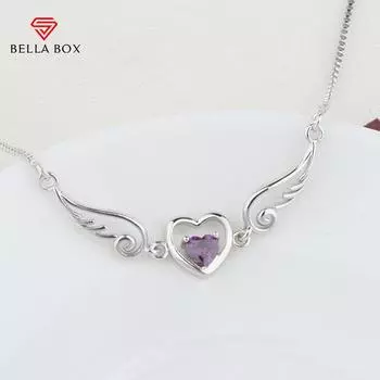 Bella Box Лидер продаж в форме сердца 15*25 мм Темпераментное винтажное ожерелье с аметистом для женщин Очарование для свадьбы и помолвки Изящные ювелирные изделия Новые модные 40cm фиолетовый/белый