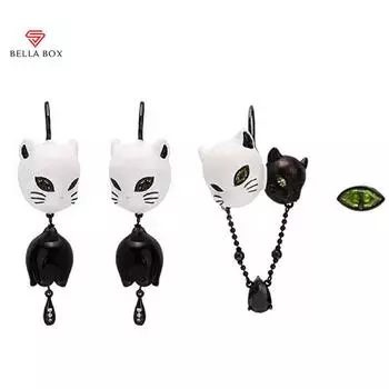 BELLA BOX Легкие роскошные нишевые милые кошачьи уникальные эмалевые серьги асимметричные индивидуальные серьги ретро зеленые кошачьи глазки гвоздики No.1