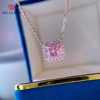 BELLA BOX Live, хит продаж, новый кулон в стиле розового турмалина, ожерелье, женский комплект украшений принцессы с квадратным цирконом Ring розовый