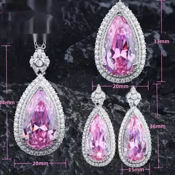 BELLA BOX роскошный очень большой каратный розовый сверло в форме капли воды цветной набор драгоценностей подходит для женской свадебной вечеринки модные ювелирные изделия No.1