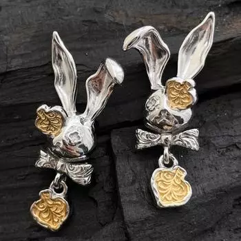 BELLA BOX Роскошные серьги-подвески из золота и серебра с узором «Тан Травяной бант» в виде кролика, подходящие для женщин, повседневные модные украшения для вечеринок a pair золотой