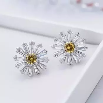 BELLA BOX, маленькие ромашки, темперамент, простые серьги с цветком, новые модные южнокорейские сетчатые красные универсальные серьги a pair платиновый