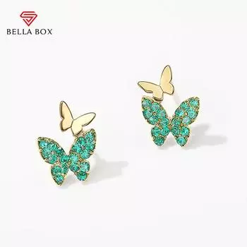 BELLA BOX Маленькие серьги-бабочки для свежей девушки, пирсинг ушей, позолоченные, модные универсальные женские серьги, повседневная одежда, современные ювелирные изделия E1539
