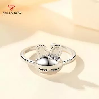 BELLA BOX Милый Маленький Кролик Зодиак Каплевидная Глазурь Имитация Серебра Тенденция Маленький Открытый Указательный Палец Женское Кольцо 17.3mm серебряный
