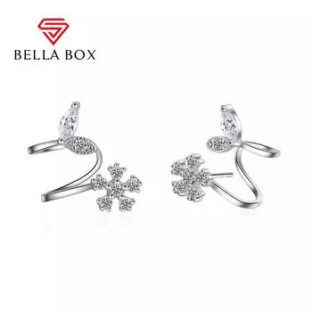 BELLA BOX Мода Циркон Снежинка Пять Лепестков Серьги-гвоздики Ювелирные Изделия Свадебная Вечеринка Подарок белый