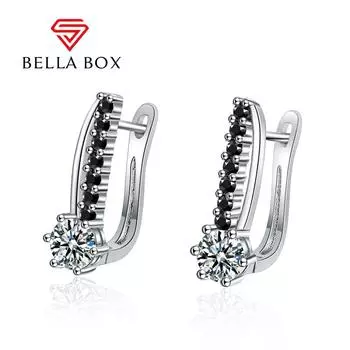 BELLA BOX Мода Инкрустация Черный Цирконий Простой Темперамент Уха Ювелирные Изделия Свадебная Вечеринка Подарок