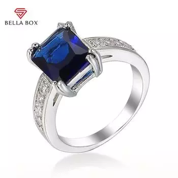 Bella Box модное квадратное сапфировое кольцо для женщин простые минималистичные аксессуары на мизинец кольцо элегантные обручальные ювелирные кольца 6 чёрный