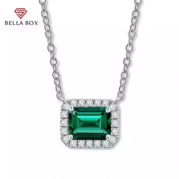 Bella Box модное зеленое циркониевое ожерелье для женщин простой геометрический кулон квадратной формы модные универсальные женские ювелирные изделия подарки 45cm зелёный