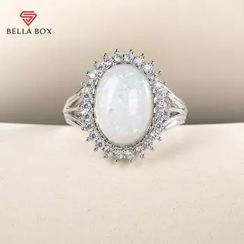 Bella Box модные кольца с опалом для женщин, модные аксессуары для свадебной церемонии и вечеринки, женские кольца высокого качества, эффектные ювелирные изделия 6 белый