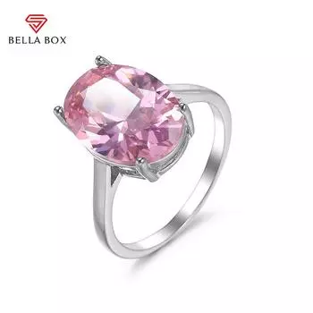 Bella Box модные овальные обручальные кольца с кристаллами кубического циркона для женщин, роскошное кольцо красного цвета для помолвки, модные украшения 6 розовый