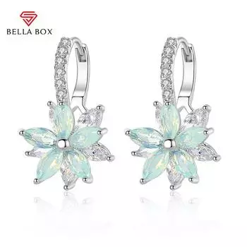 BELLA BOX модные серьги для женщин, винтажные серьги-гвоздики с синим цветком, подвески для серег, изысканные ювелирные изделия, свадебные аксессуары ручной работы зелёный