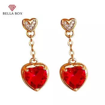 BELLA BOX модные серьги-капли из медного сплава с цирконом в форме сердца женские украшения красный